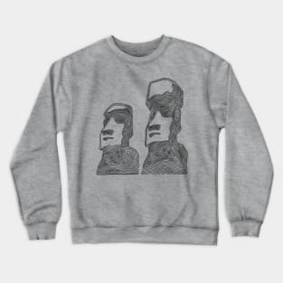 Mo'ai Easter Island Monolith Heads (Black Swirls) Crewneck Sweatshirt